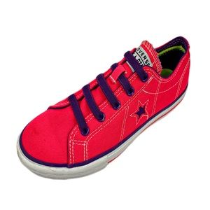 Converse All Star Youth Neon Coral LowTop Sneakers Size 3
